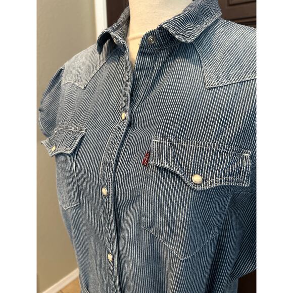 Levi's Engineer Railroad Stripe Cotton Dress - Picture 3 of 7